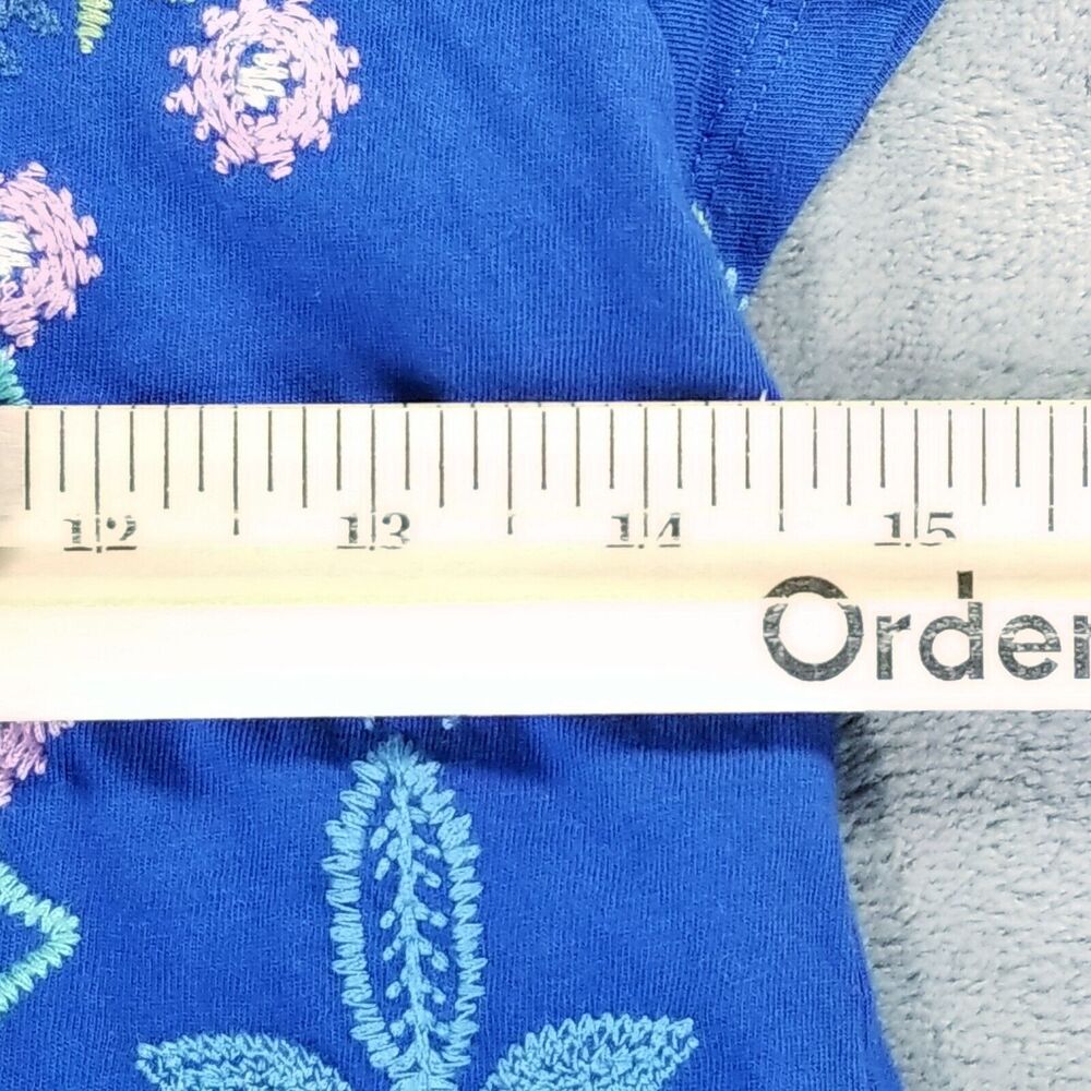 Johnny Was Oriel Flutter Sleeve Tee Shirt Size XS Blue Embroidered Boho Chic NEW - Picture 10 of 11